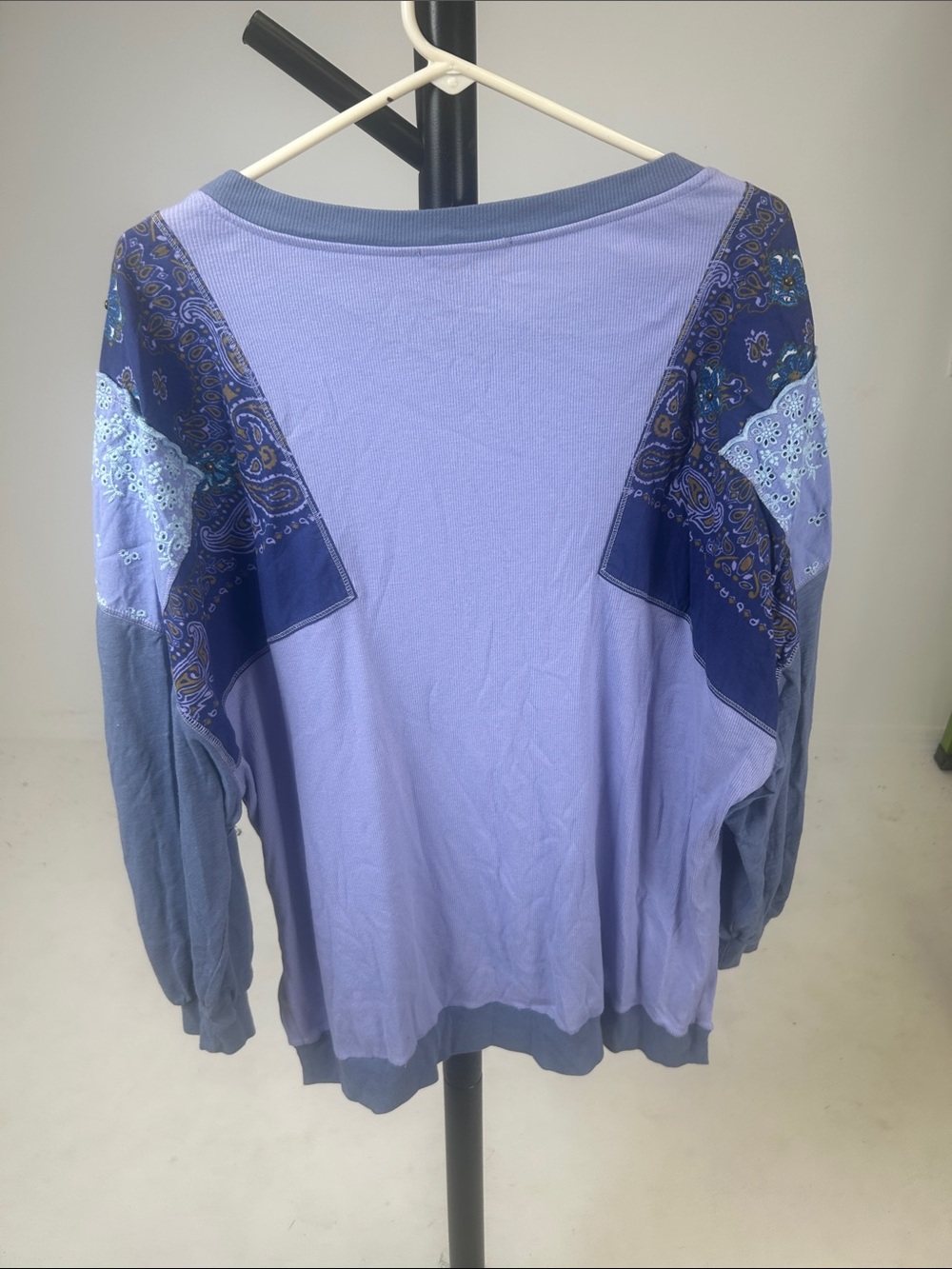 We The Free Lavender & Navy Patchwork Sweatshirt - Picture 4 of 4